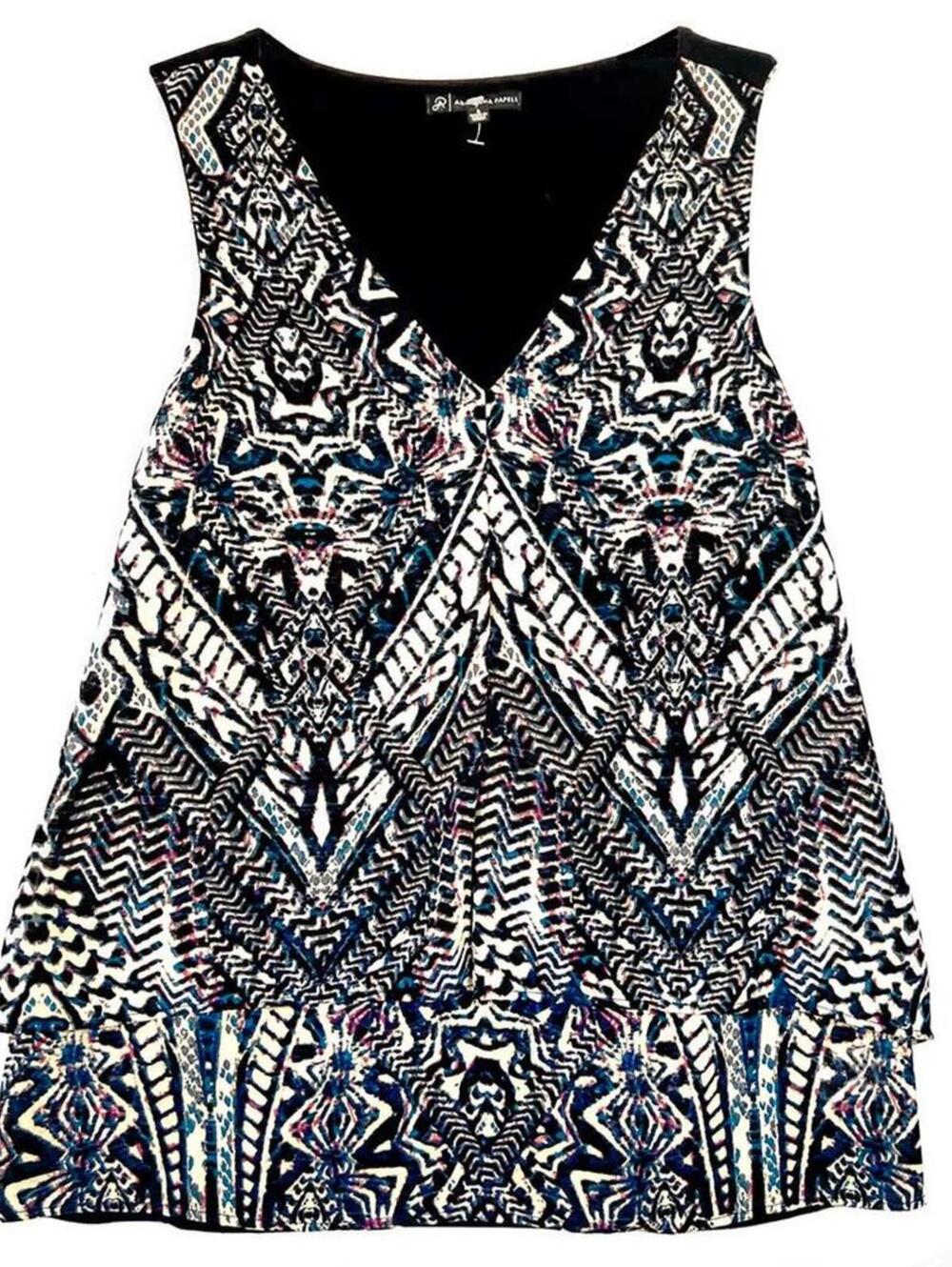 JULY SALE Adrianna Papell Tiered Geo Print Top Size Small
